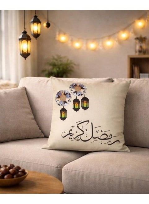 كوشن كوفر رمضان-تصميم رمضان كريم 45*45 سم,عبوه قطعه واحده